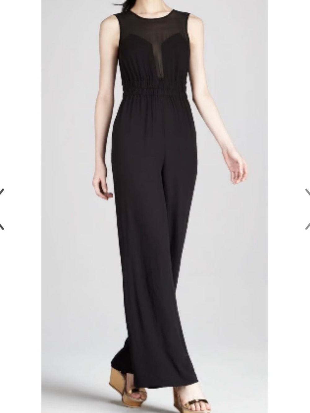 NWOT BCBGMaxAzria Black Part Sheer Jumpsuit Very Sexy